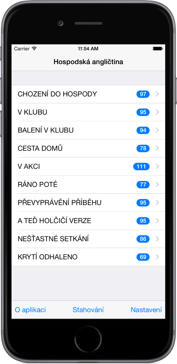 Hospodská angličtina na iPhone 6 - seznam lekcí