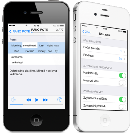 Hospodská angličtina na iPhone - věta a nastavení