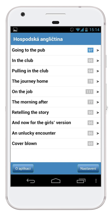 Hospodská angličtina na smartphonu s Androidem - seznam lekcí