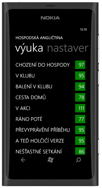 Hospodská angličtina na smartphonu s Windows Phone - seznam lekcí