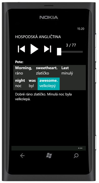 Hospodská angličtina na smartphonu s Windows Phone - věta
