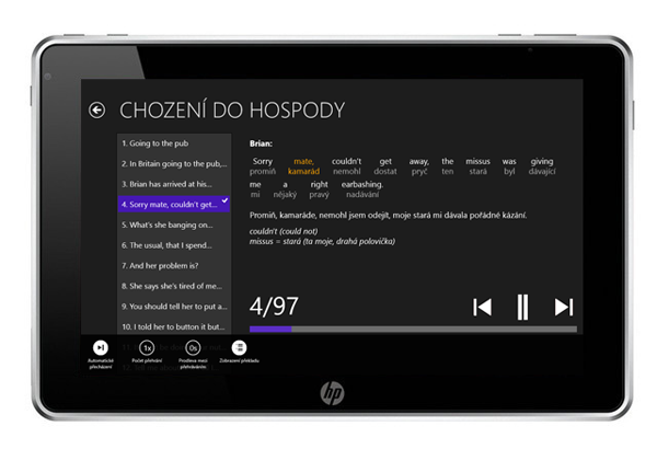 Hospodská angličtina na tabletu s Windows 8 - věta a nastavení