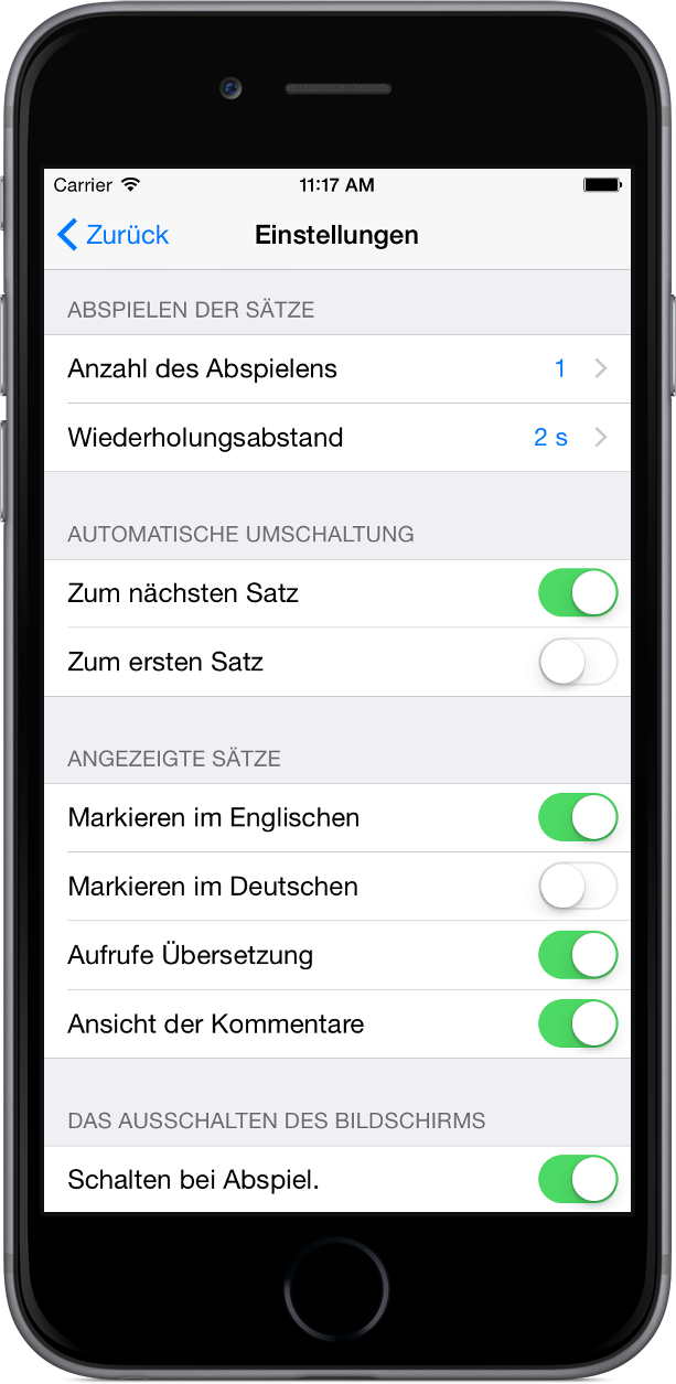 Kneipen-Englisch auf iPhone 6 - satz