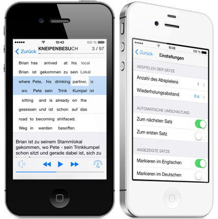 Kneipen-Englisch auf iPhone - satz und einstellungen