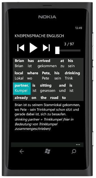 Kneipen-Englisch auf windows phone - satz