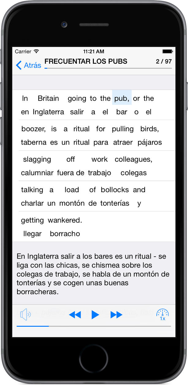 Ingles de Pub en iphone6 - frase