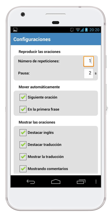 Ingles de Pub en smartphone con android - ajustes